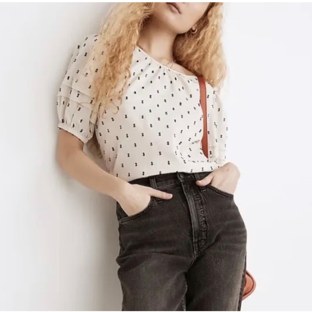 Madewell white polka dot shirt
